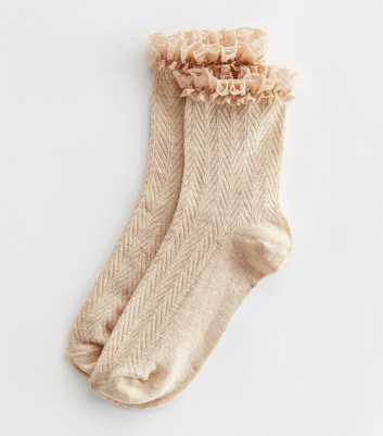 Cream Cable Frill Ankle Socks