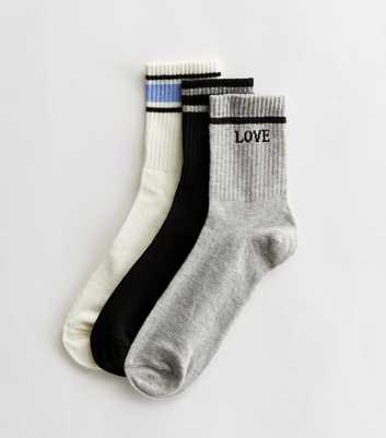 3 Pack Multicoloured Love Logo Tube Socks