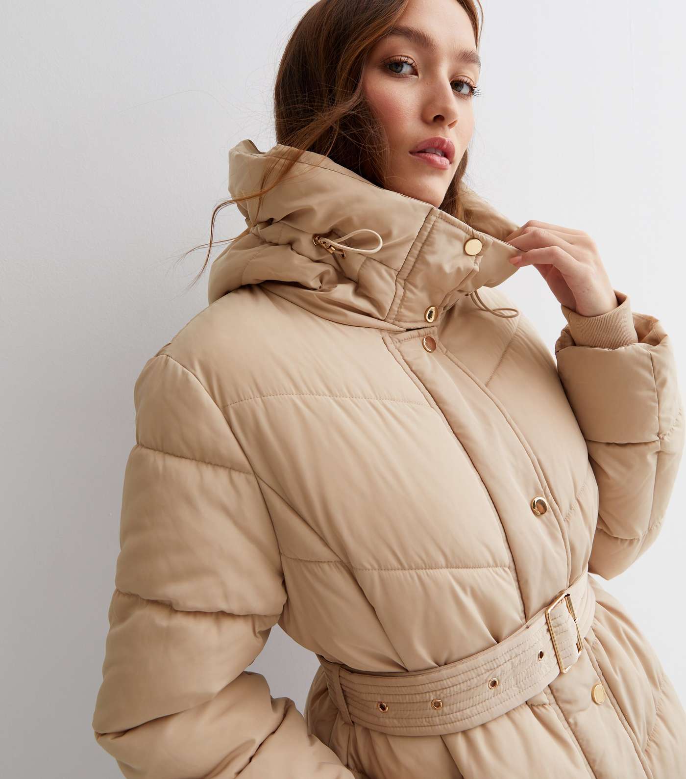 Cameo Rose Stone Quilted Longline Puffer Coat Image 2