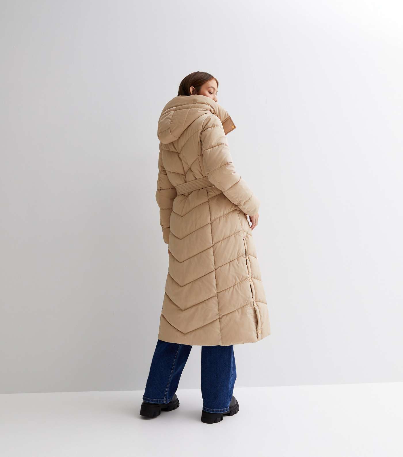 Cameo Rose Stone Quilted Longline Puffer Coat Image 4
