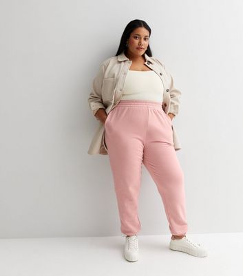Curves Pale Pink Jersey Cuffed Joggers