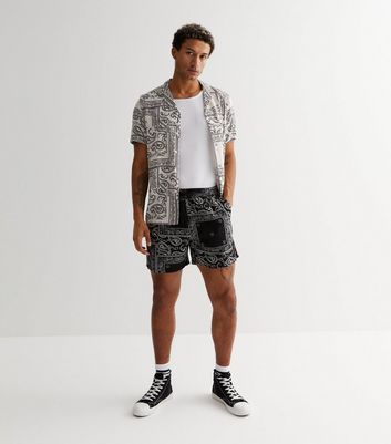 Black Paisley Shorts