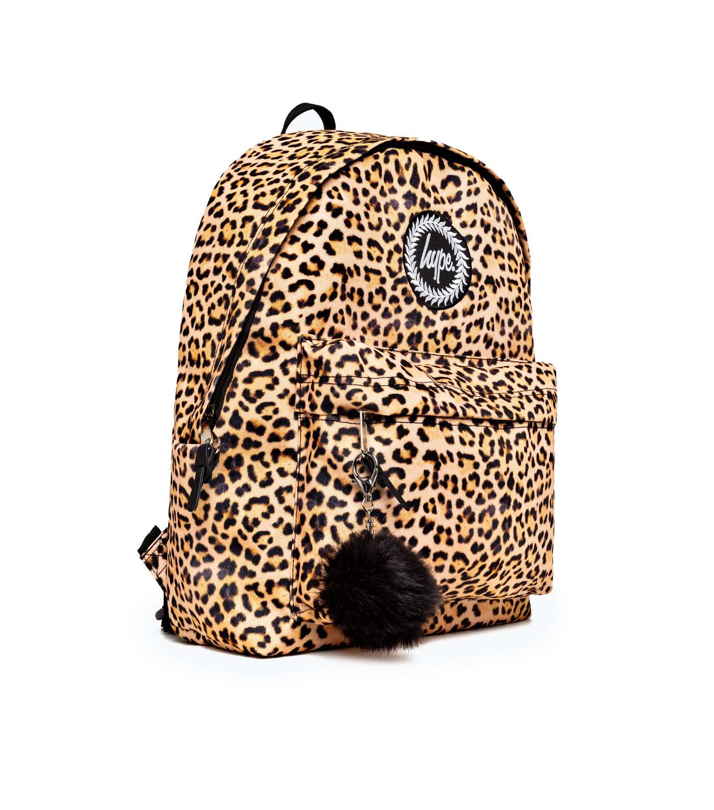 HYPE KIDS Orange Leopard Print Pom Pom Backpack Image 2