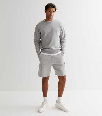 Grey Marl Jersey Tie Waist Cargo Shorts