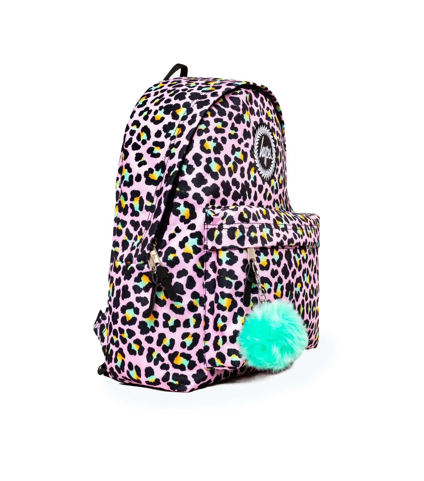 HYPE KIDS Pink Leopard Print Pom Pom Backpack Image 2
