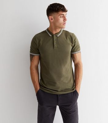 Khaki Piqué Short Sleeve Polo Shirt New Look