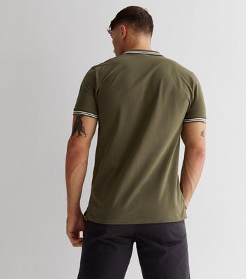 Khaki Piqué Short Sleeve Polo Shirt New Look