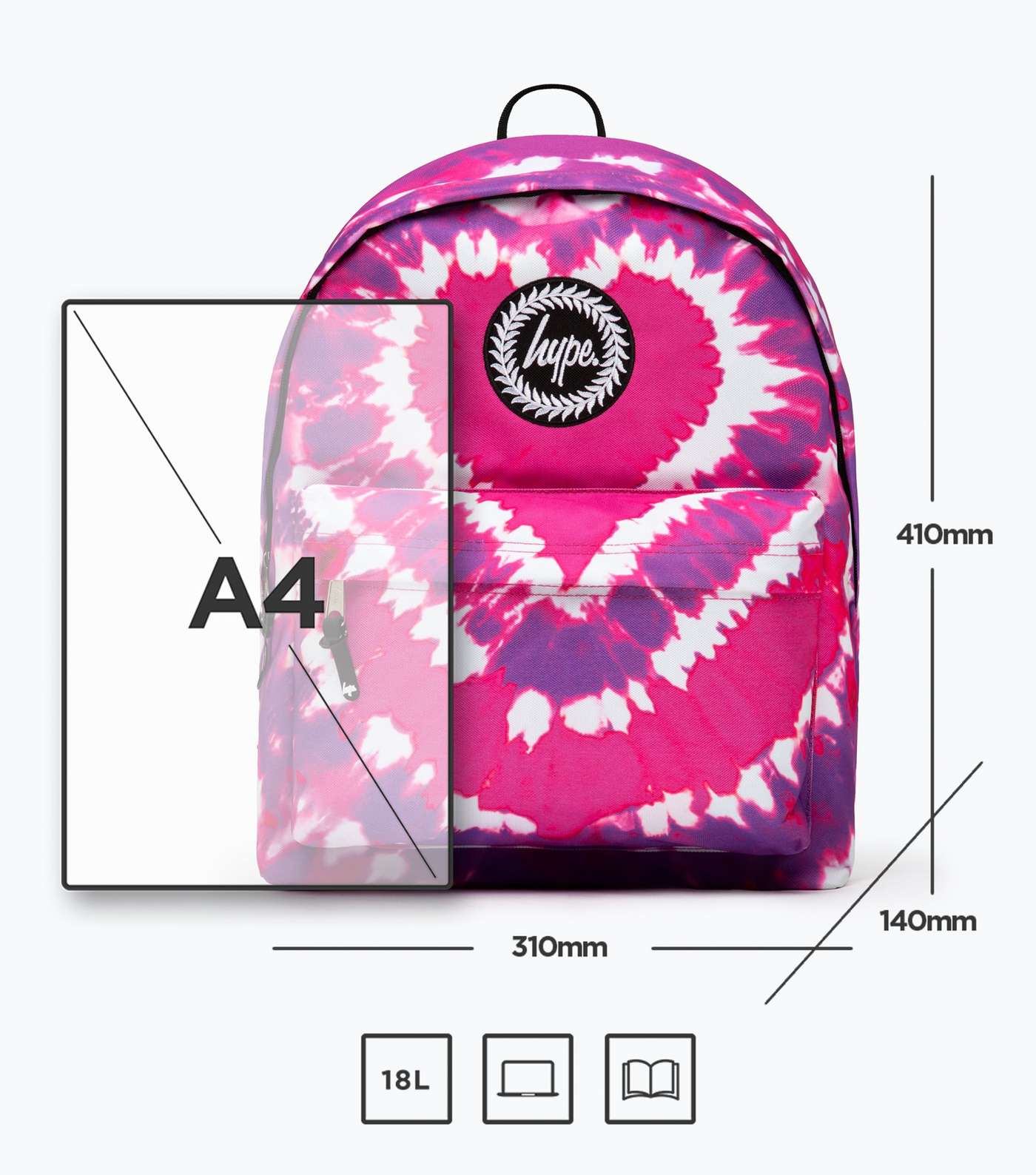 HYPE KIDS Pink Heart Tie Dye Pom Pom Backpack Image 7