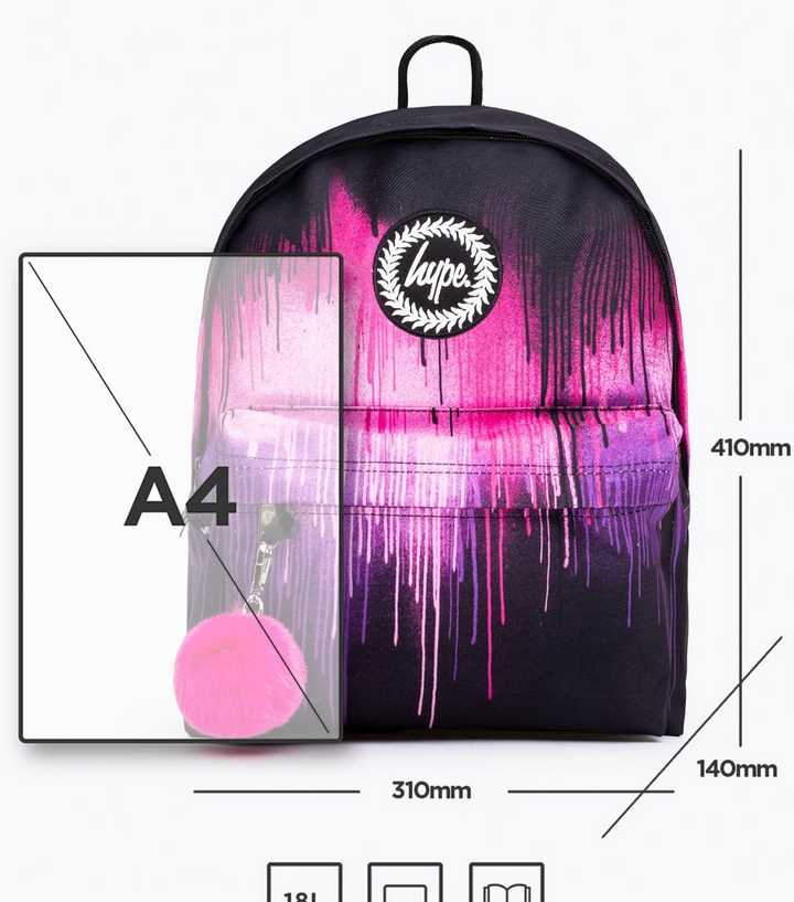 Hype Pink Drip Badge Backpack, School Rucksack & Bag in 2023