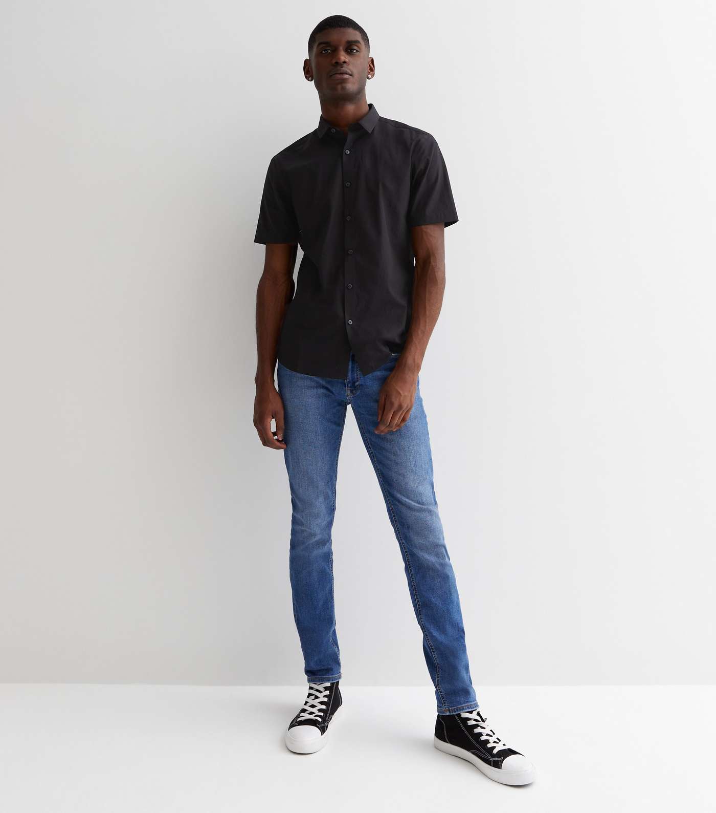 Black Poplin Short Sleeve Regular Fit Shirt Image 3