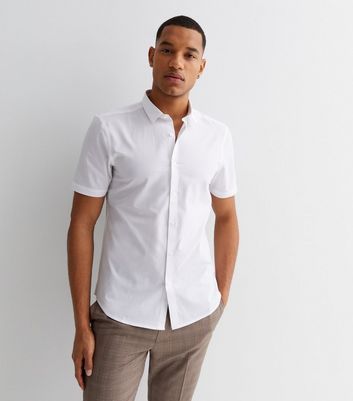 White Poplin Short Sleeve Regular Fit Shirt