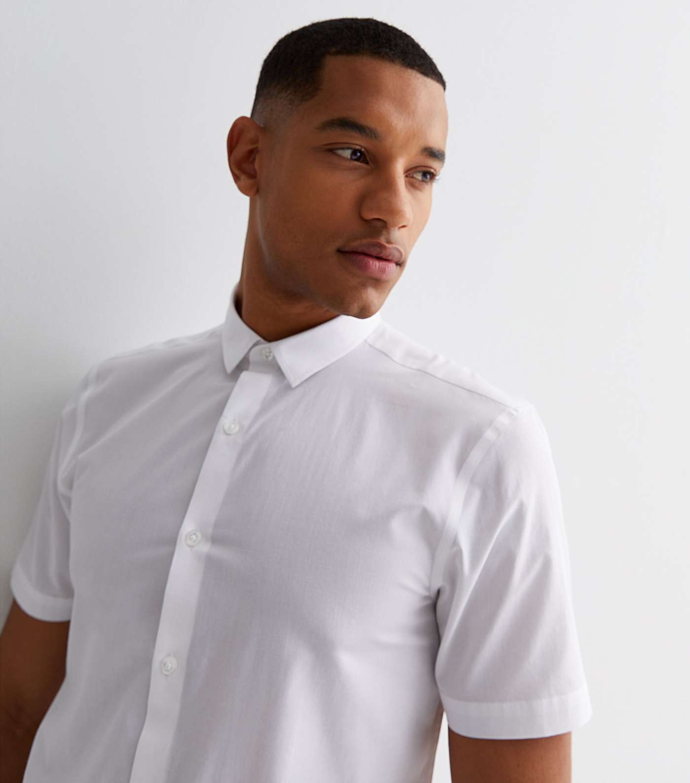 White Poplin Short Sleeve Regular Fit Shirt Image 3