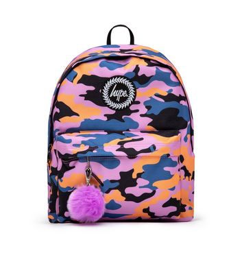 HYPE KIDS Purple Camo Pom Pom Backpack New Look