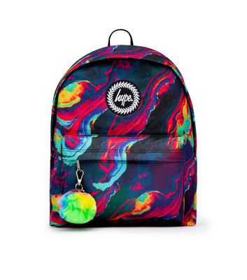 HYPE KIDS Black Marble Pom Pom Backpack New Look