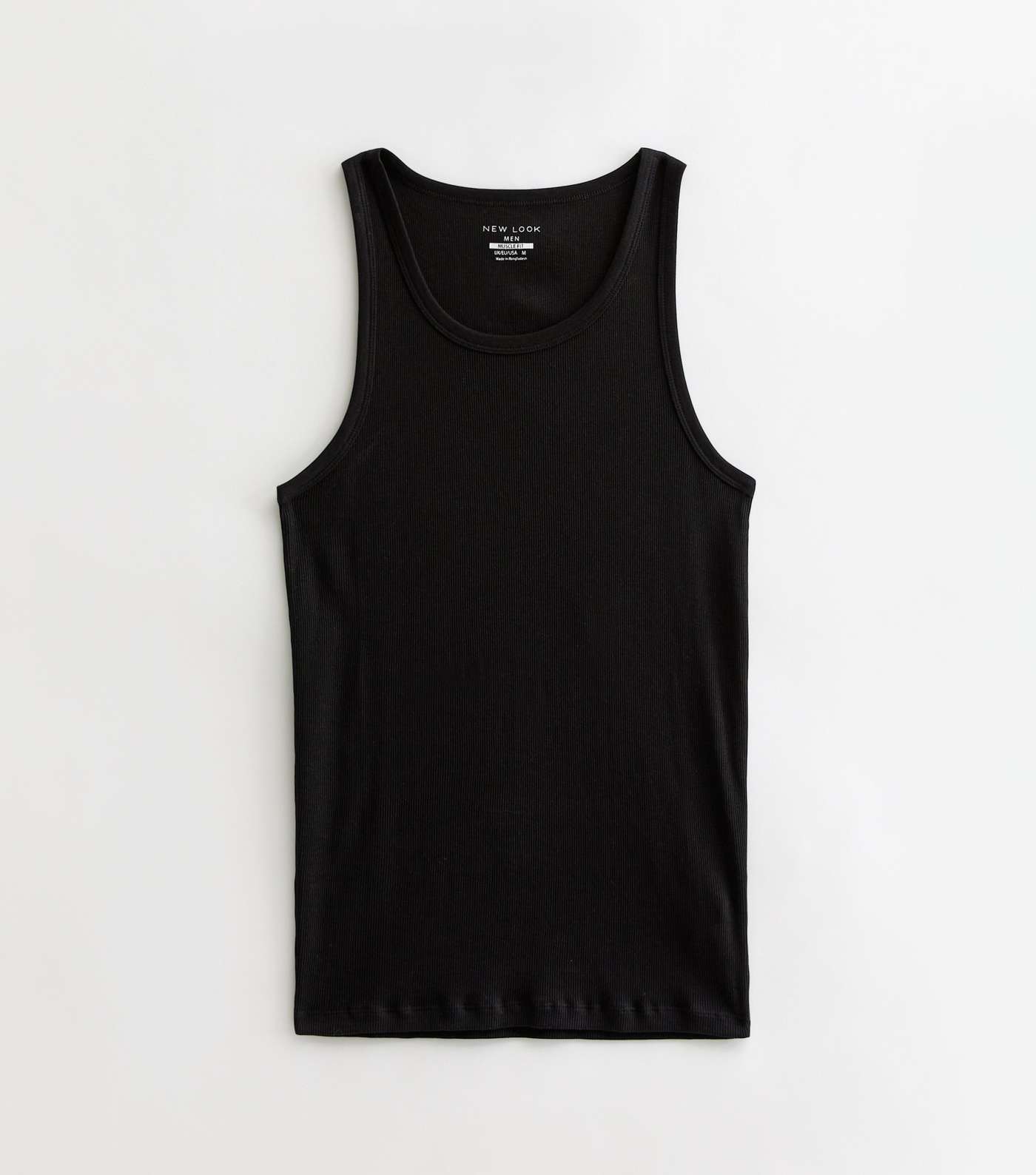 Black Ribbed Jersey Muscle Fit Vest Image 5