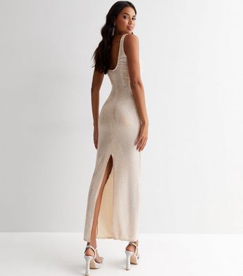 silver bodycon midi dress