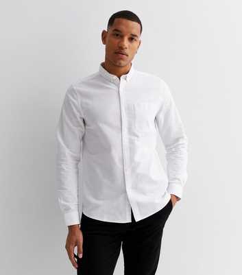 White Poplin Long Sleeve Pocket Front Shirt