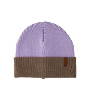 PIECES Lilac Colour Block Ribbed Knit Beanie New Look