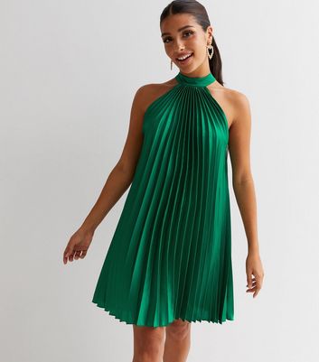 Dark green hot sale halter dress