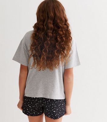 Girls Light Grey Short Pyjama Set with Mystic Print New Look