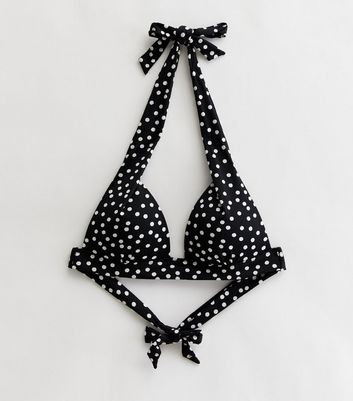 Black and white polka dot cheap bikini top