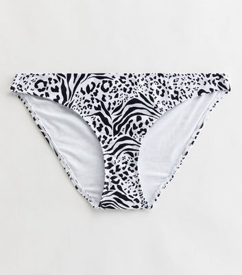White Animal Print Hipster Bikini Bottoms New Look