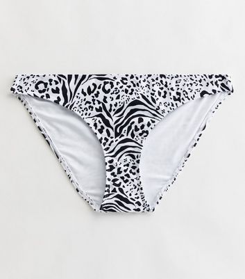 black and white leopard print bikini bottoms