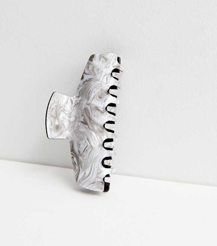 Grey Large Marble Bulldog Claw Clip
