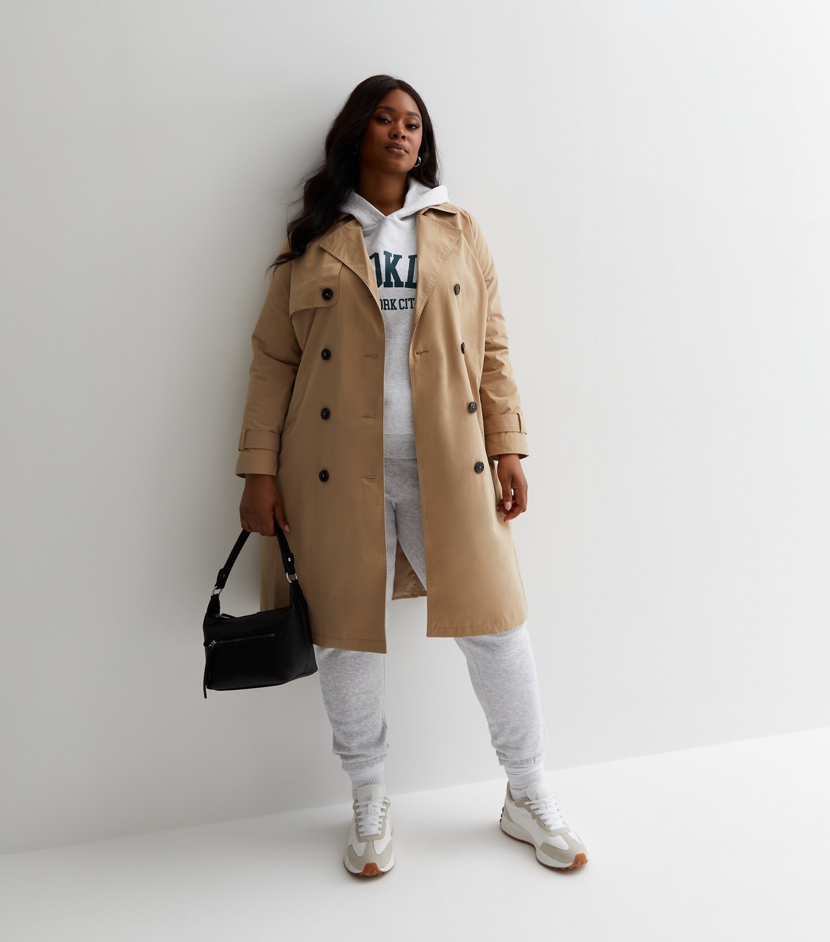 Women's Plus Size Camel Belted Trench Coat Curves New Look