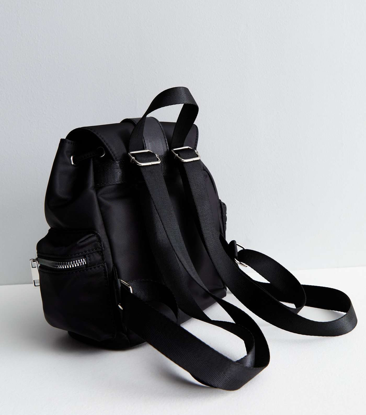 Black Buckle Front Mini Drawstring Backpack Image 4