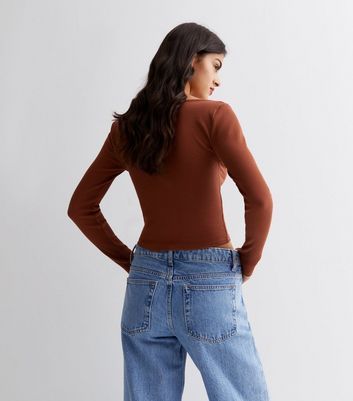 Rust Scoop Neck Long Sleeve Top | New Look