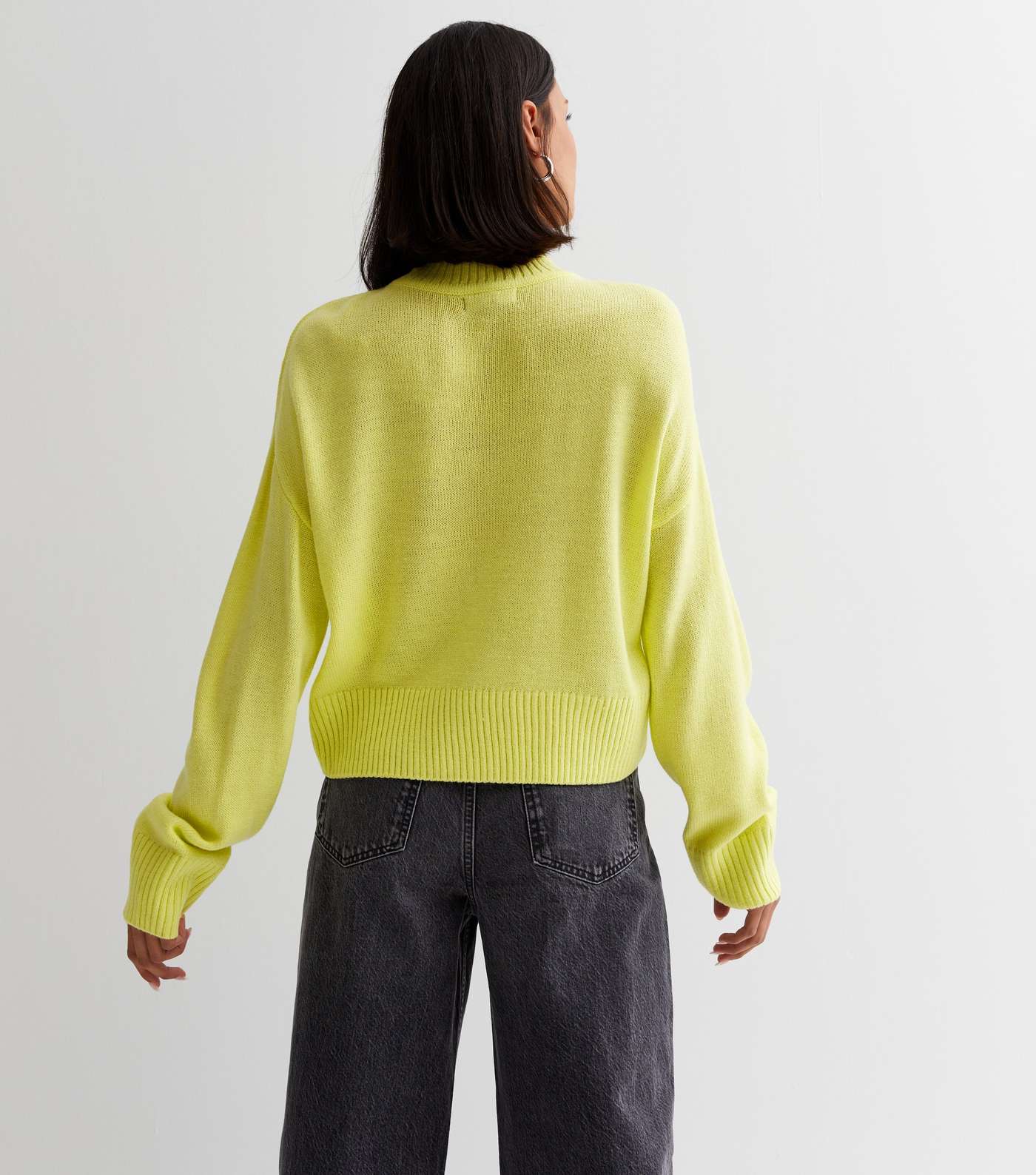 Yellow Knit High Neck Jumper Image 4