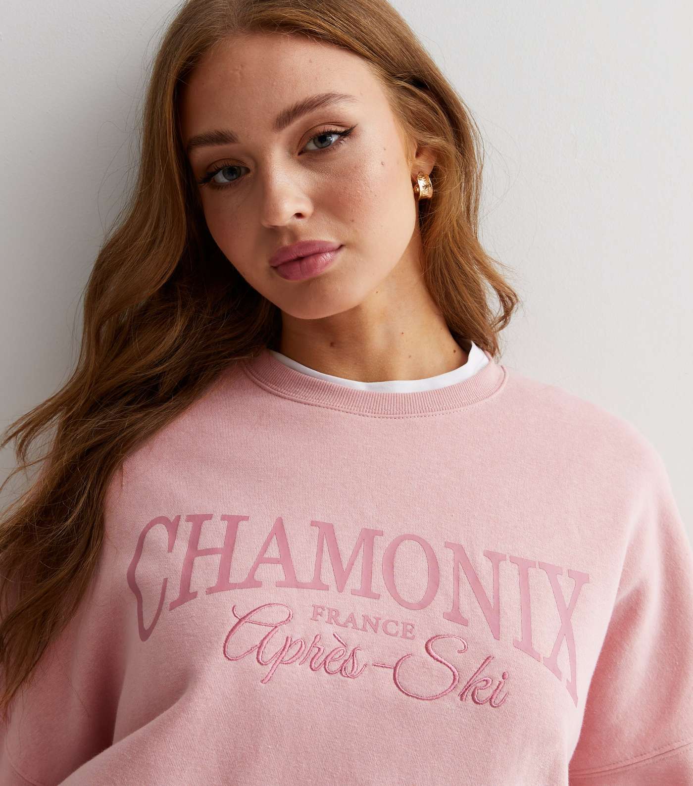 Pale Pink Chamonix Print Oversized Sweatshirt Image 2