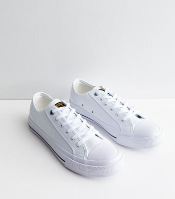 Mens white canvas on sale trainers