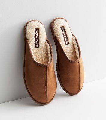 Mens Tan Sheepskin Slippers | Suede Upper Lined with Fluffy Sheepskin –  MAHI Leather
