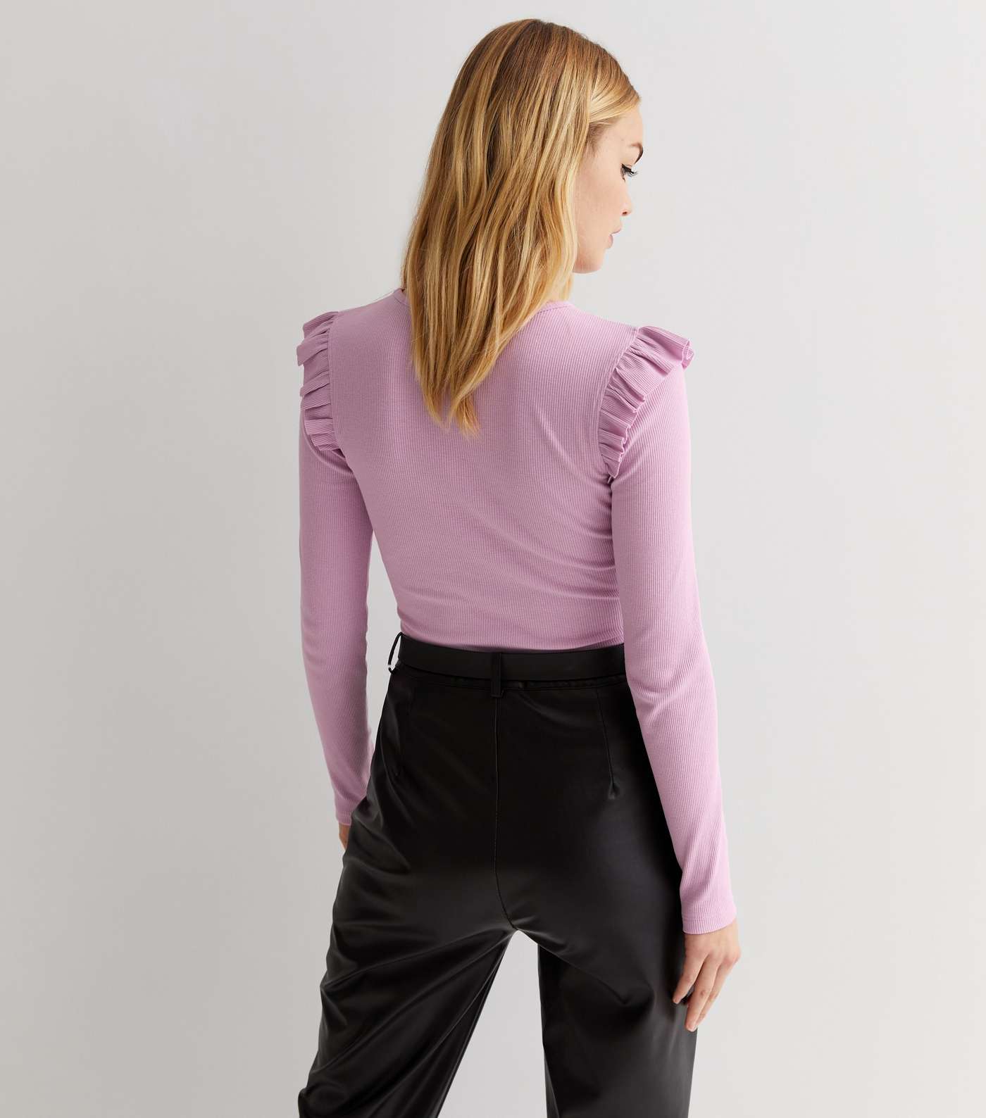 Lilac Jersey Frill Sleeve Bodysuit Image 4