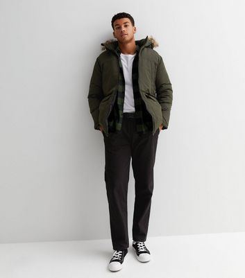 Jack & jones originals short parka with faux fur hood best sale