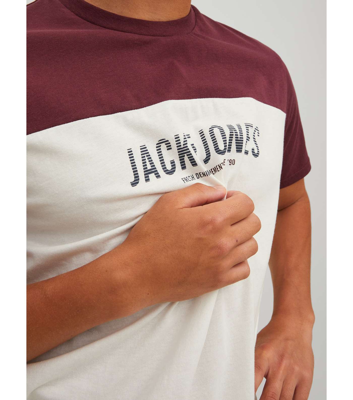 Jack & Jones White Colour Block Crew Neck Logo T-Shirt Image 5