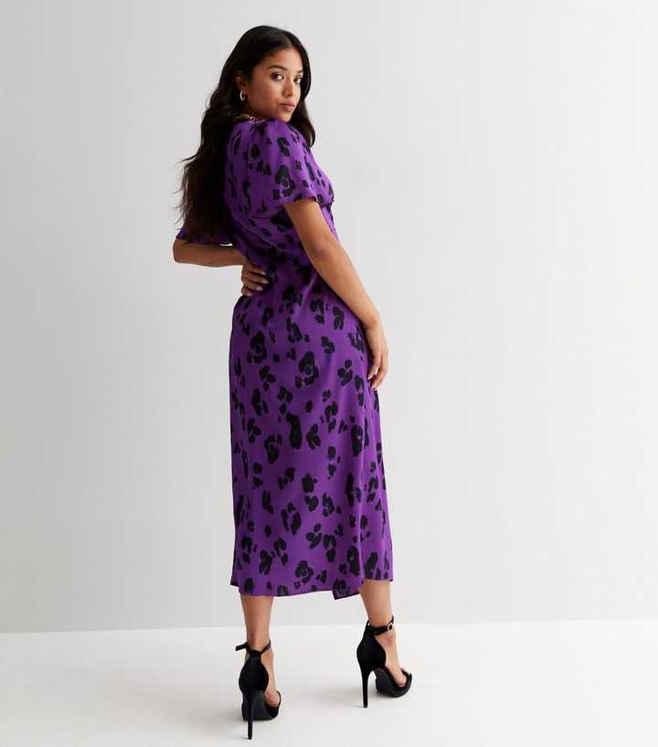 fitted lace wedding dress Gleeful Leopard-Print Sequin Dress (Purple) – Who Boutique