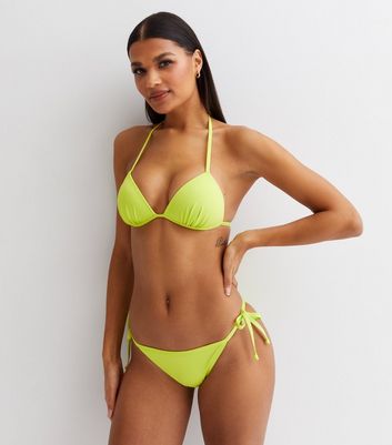 Light Green Tie Side Bikini Bottoms New Look