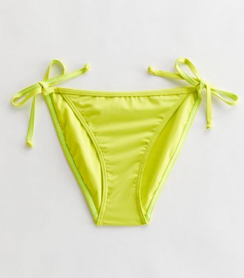 Light Green Tie Side Bikini Bottoms New Look