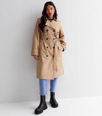 Petite Camel Belted Trench Coat