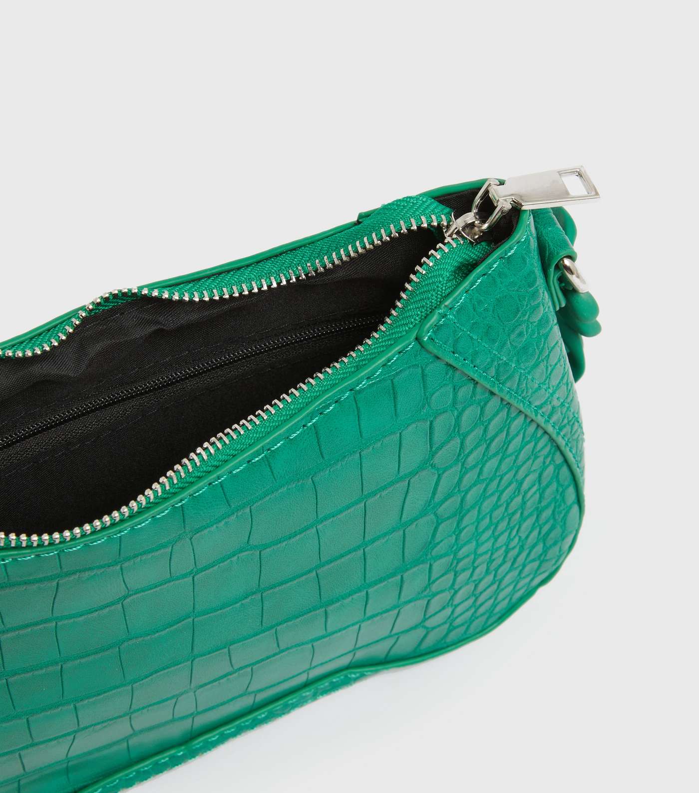 Green Faux Croc Chain Shoulder Bag Image 4