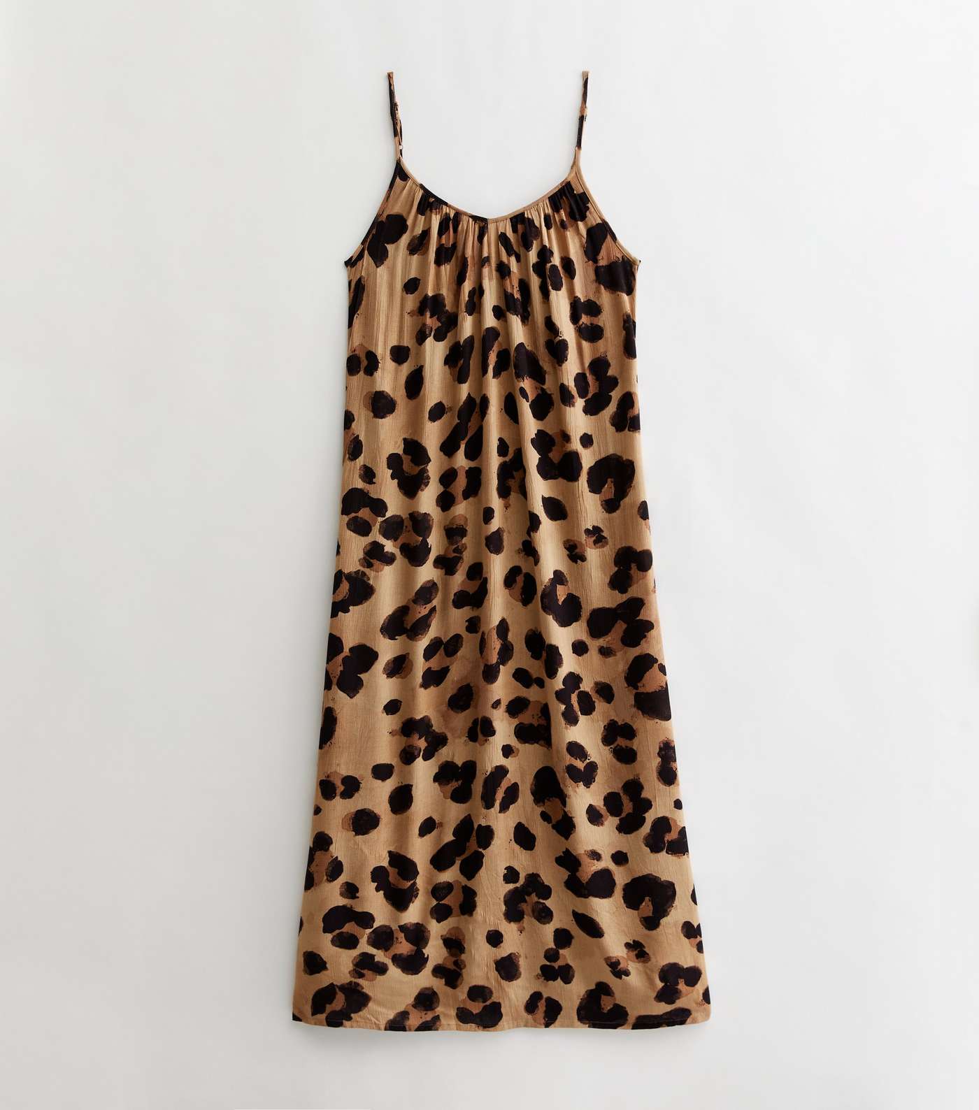 Brown Leopard Print Strappy Maxi Beach Dress Image 5