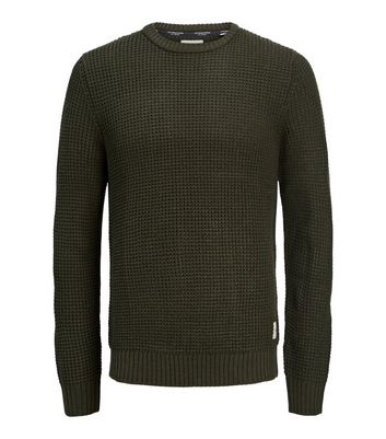 Jack \u0026 Jones Men's Khaki Tuck Stitch Crew Neck Jumper New Look - S
