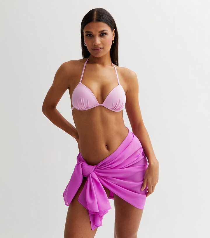  Womens Apparel, Beach Short Sarong Wrap Bathing Suit Cover  Up Bikini For Swimming, Rose Purple, Large