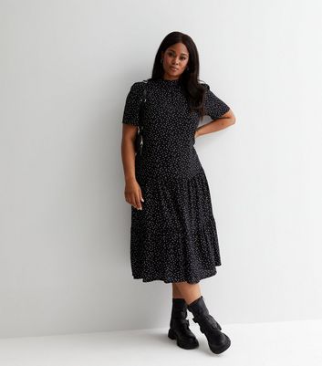midi black smock dress