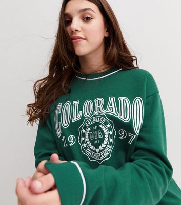 Girls Dark Green Colorado Logo Sweatshirt New Look