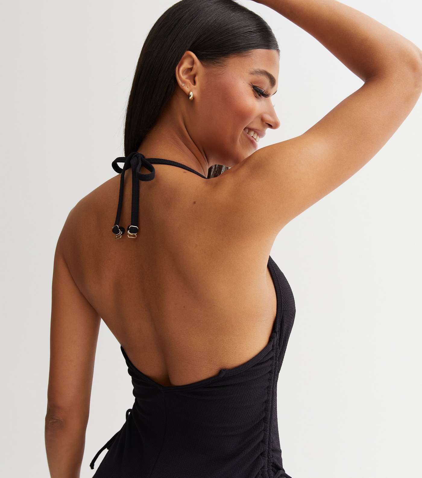 Black Strappy Ruched Side Multiway Swimsuit Image 5