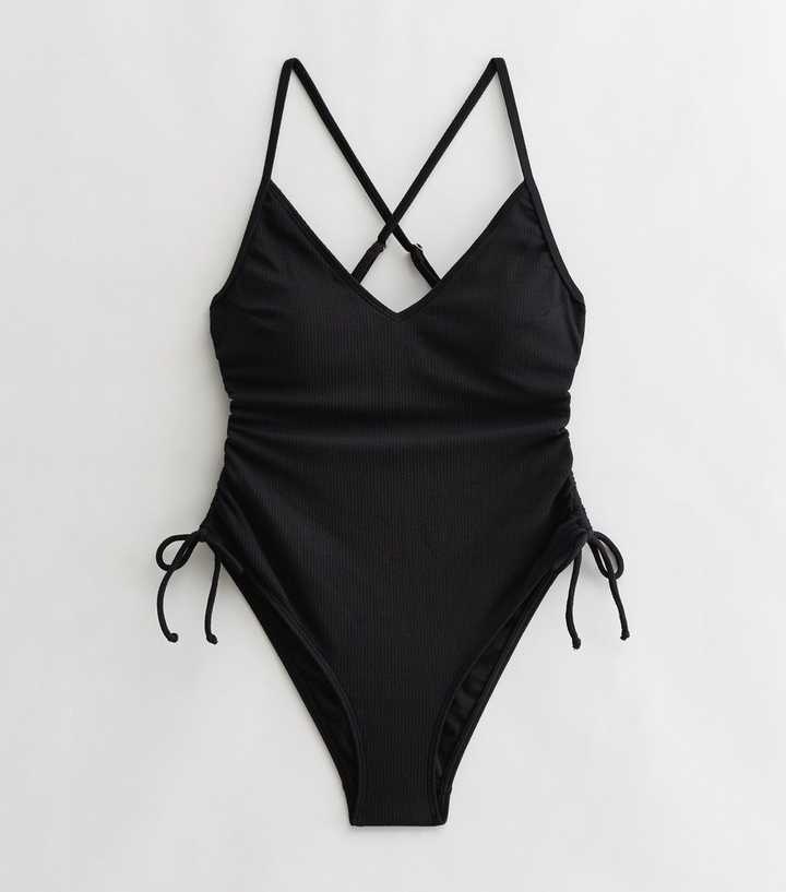 Black Strappy Ruched Side Multiway Swimsuit